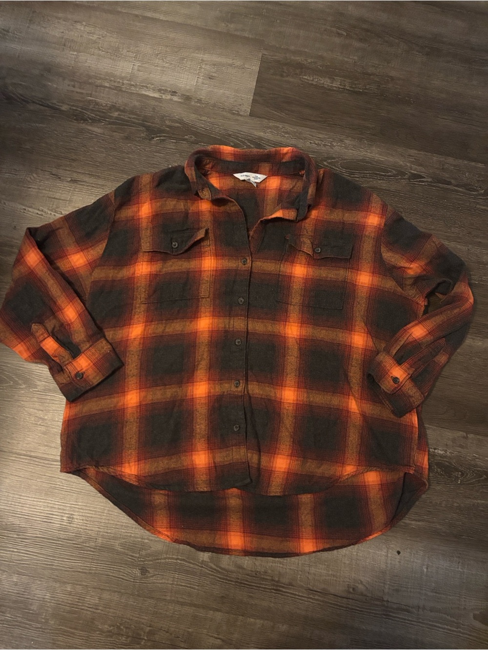 Orange & Black Plaid Button-Up Shirt - Picture 4 of 7